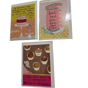Thinking‎ of You Curly Girl Design 3 Cards Cake Chocolate Humorous Note Cards